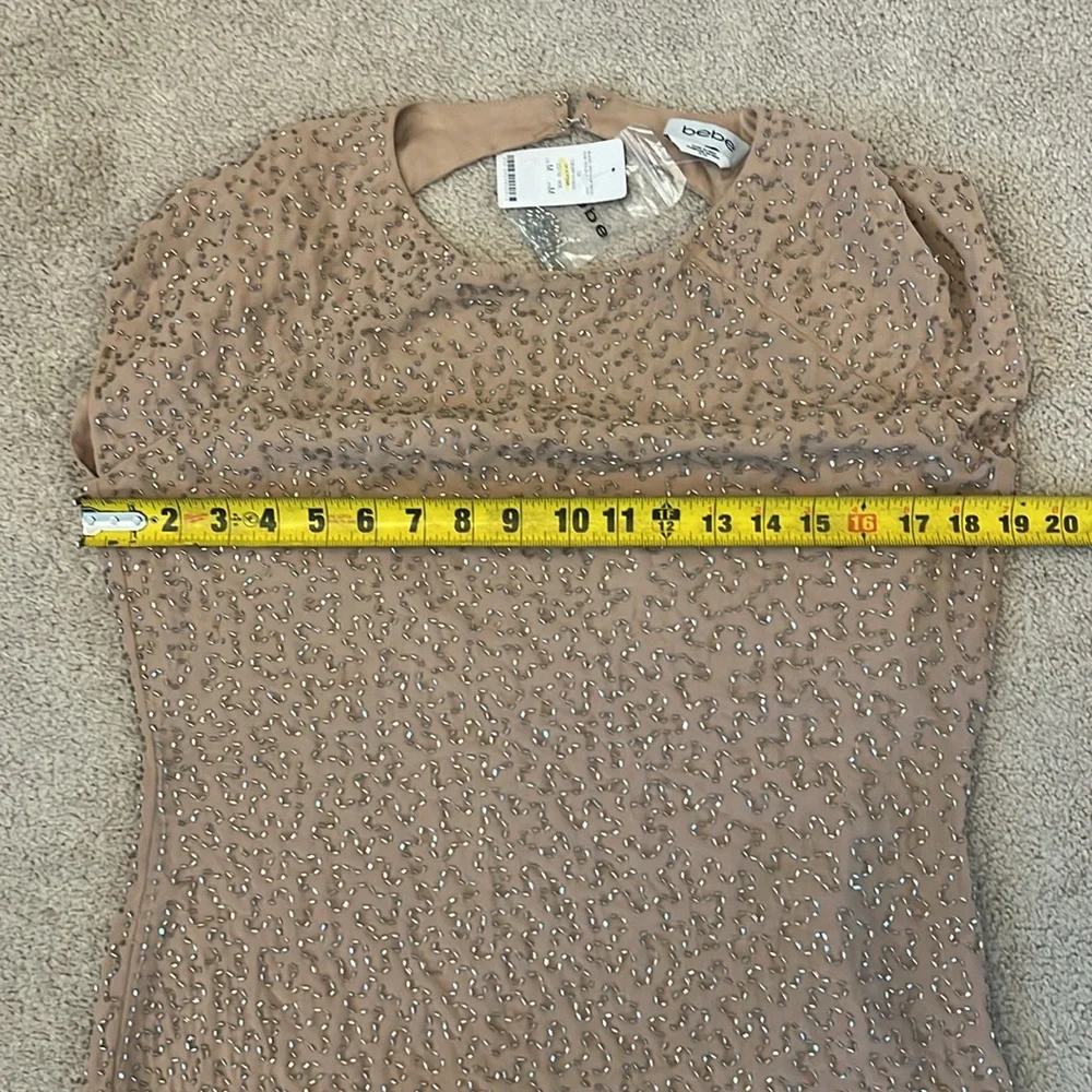 Bebe Beaded Open Back Dress Size Medium New With Tags - Picture 8 of 11